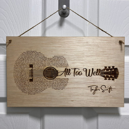 Taylor Swift All Too Well Lyric Plaque