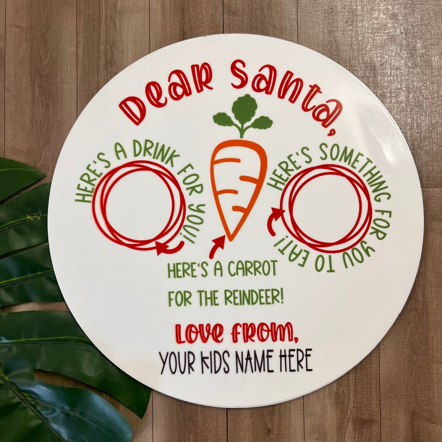 Personalised Round Santa Christmas Eve Tray