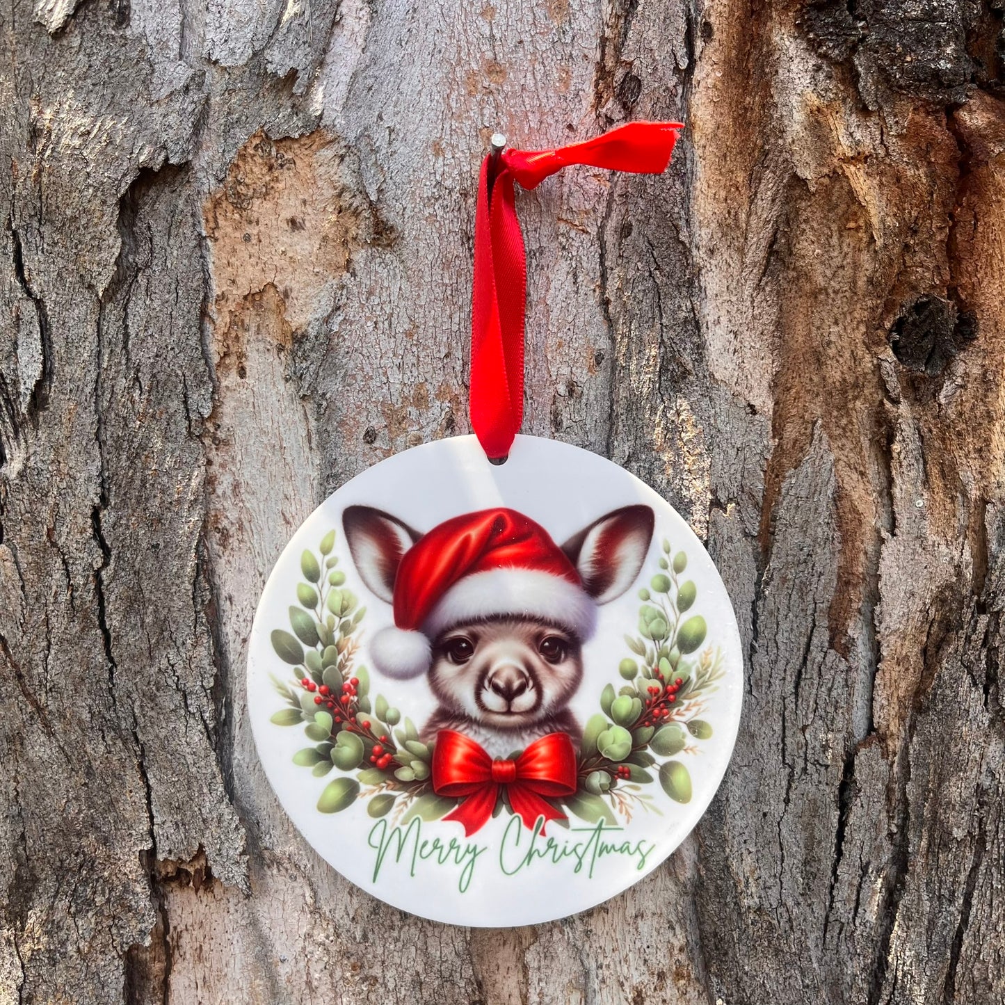 Kangaroo Merry Christmas Ornament