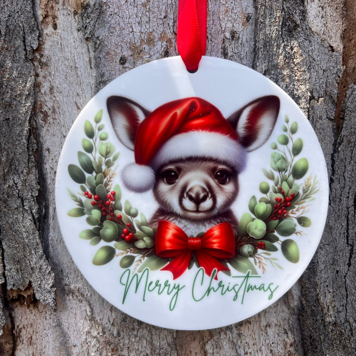 Kangaroo Merry Christmas Ornament