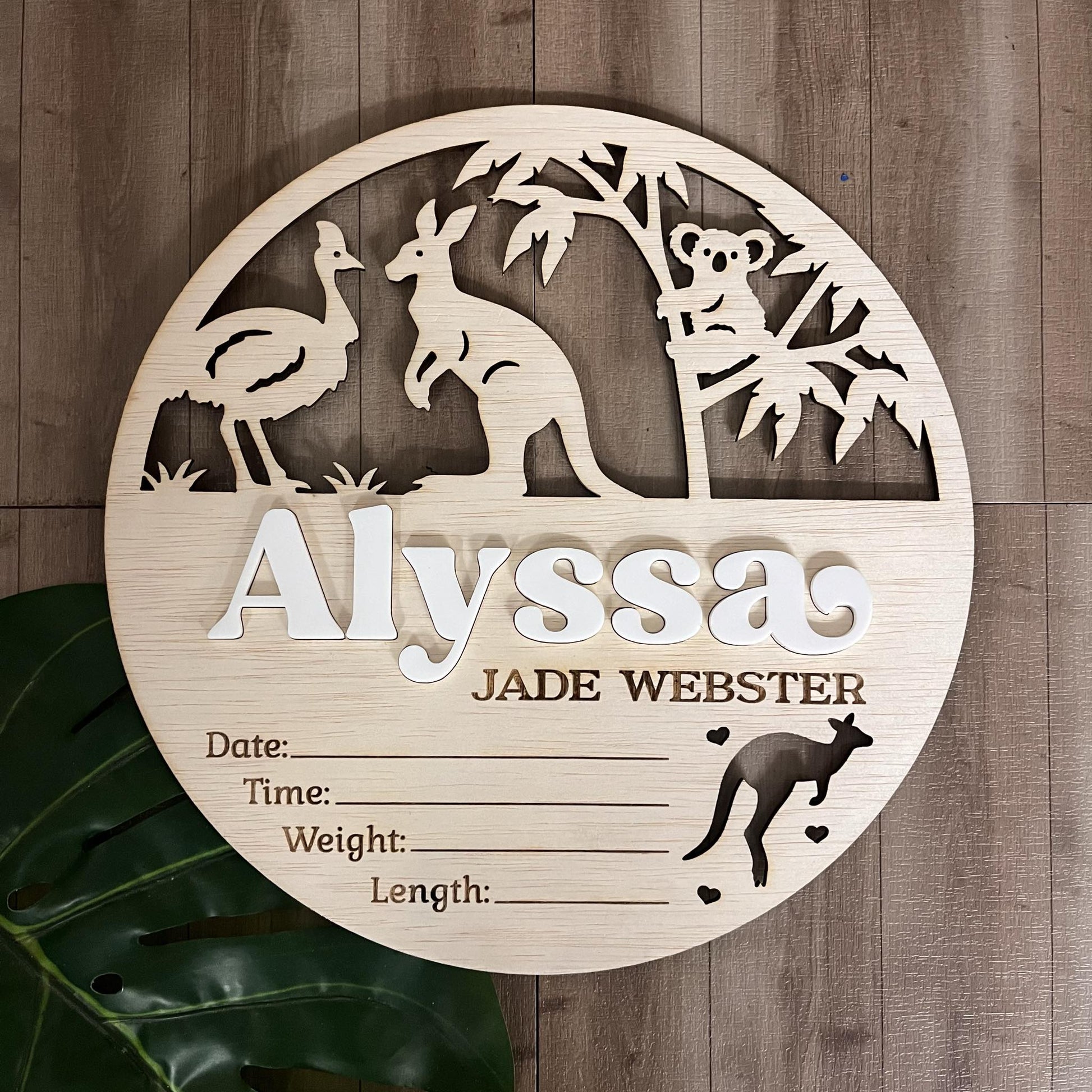 Australian Animal Birth Announcement Plaque - Webster Enterprises