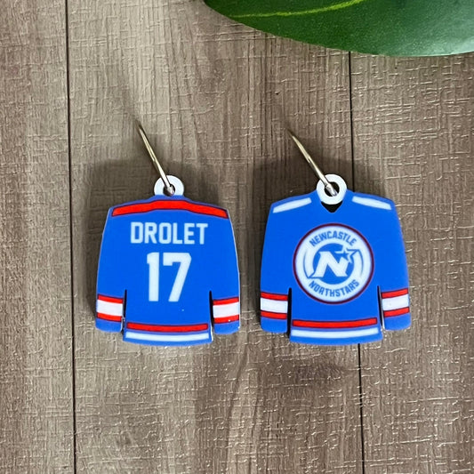 Newcastle Northstars Jersey Earrings Personalised - Webster Enterprises