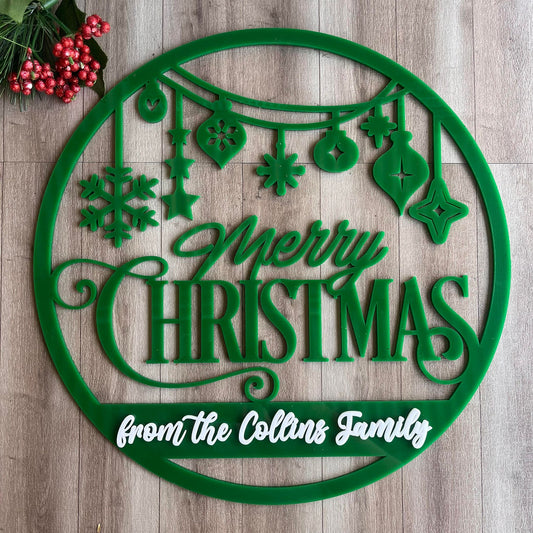 Personalised Acrylic Merry Christmas Wall/ Door Plaque - Webster Enterprises