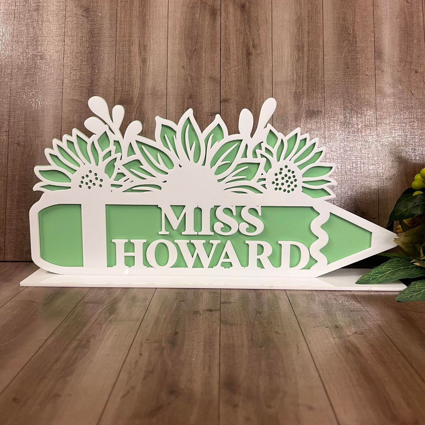 Personalised Teachers Floral Pencil Desk Sign - Webster Enterprises