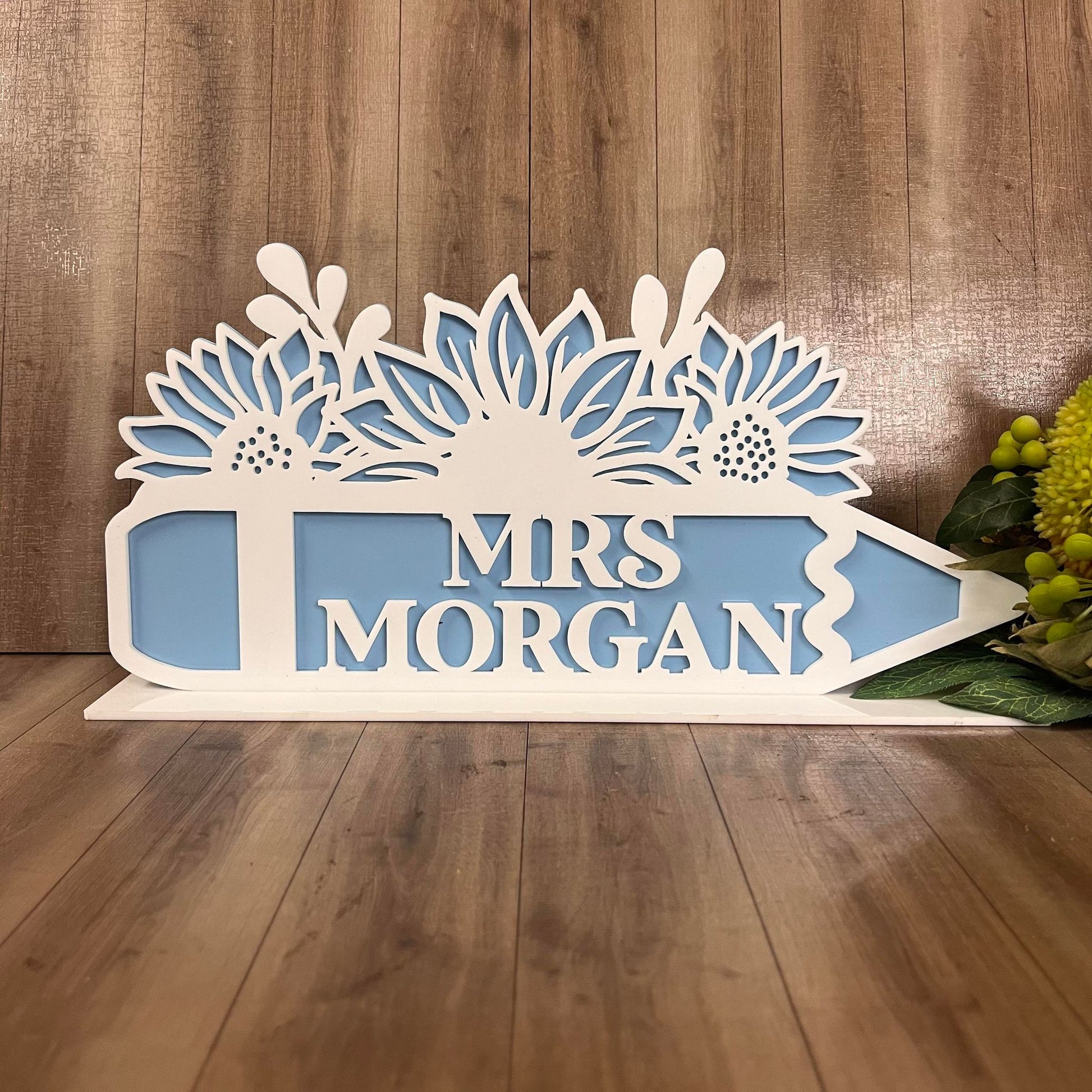 Personalised Teachers Floral Pencil Desk Sign - Webster Enterprises