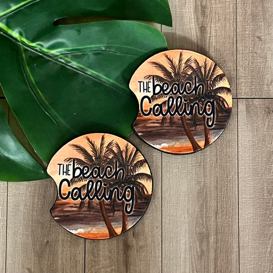 The Beach is Calling Car Coasters - Webster Enterprises