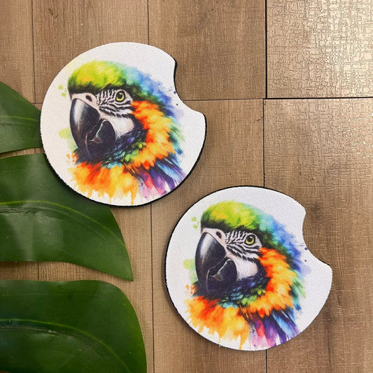 Watercolour Macaw Car Coasters - Webster Enterprises