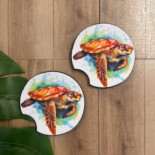 Watercolour Turtle Car Coasters - Webster Enterprises