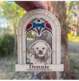 PERSONALISED DOG BREED STAINED GLASS MEMORIAL ORNAMENT -  XMAS135