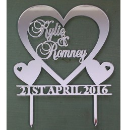 CUSTOM HEART WITH DATE CAKE TOPPER - CT032