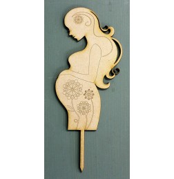 ENGRAVED PREGNANT SILHOUETTE CAKE TOPPER - CT121