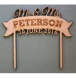 CUSTOM NAME BANNER WITH DATE CAKE TOPPER - CT037