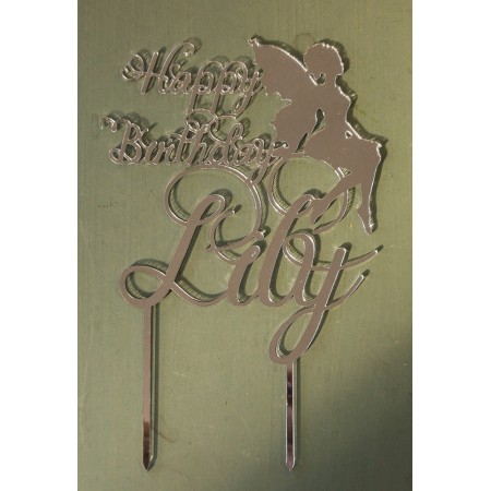 CUSTOM NAME WITH FAIRY BIRTHDAY CAKE TOPPER - CT165