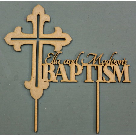 CUSTOM BAPTISM CAKE TOPPER WITH CROSS - CT114