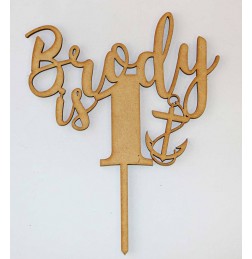 CUSTOM NAME IS AGE WITH ANCHOR CAKE TOPPER - CT213