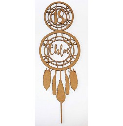 CUSTOM DOUBLE DREAMCATCHER NAME & AGE CAKE TOPPER - CT227