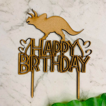 GENERIC HAPPY BIRTHDAY WITH DINOSAUR CAKE TOPPER - CT366