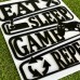 EAT SLEEP GAME REPEAT WALL PLAQUE - BK097