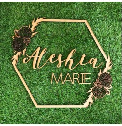 FLORAL HEXAGON FRAME WITH PERSONALISED NAMES - BK025