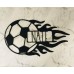 PERSONALISED FLAMED SOCCER BALL NAME PLAQUE - BK032