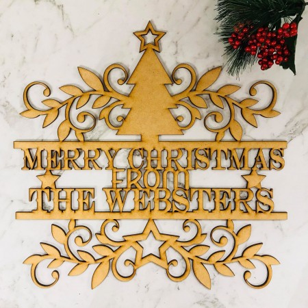 PERSONALISED MERRY CHRISTMAS DOOR OR WALL PLAQUE - M524