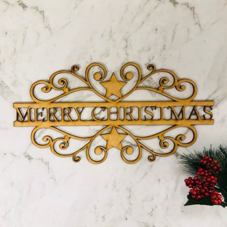 SCROLLY STAR MERRY CHRISTMAS DOOR OR WALL PLAQUE - M526