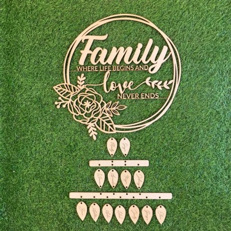 PERSONALISED FAMILY WHERE LIFE BEGINS AND LOVE NEVER ENDS WALL PLAQUE - FAM038