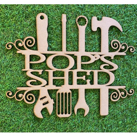 CUSTOM SHED SIGN WITH TOOLS & SWIRLS - M767