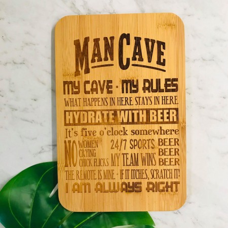 MAN CAVE RULE WALL PLAQUE - MG002