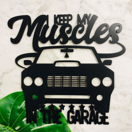 I KEEP MY MUSCLES IN THE GARAGE WALL PLAQUE- MG003