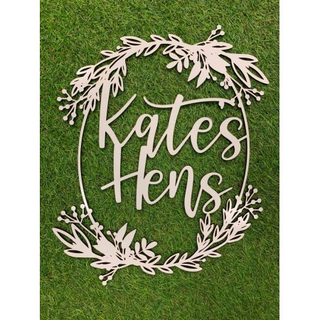 PERSONALISED LEAFY OVAL NAME SIGN - PNR025