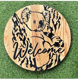 KOALA WELCOME LASER ENGRAVED TIMBER SIGN - TS021