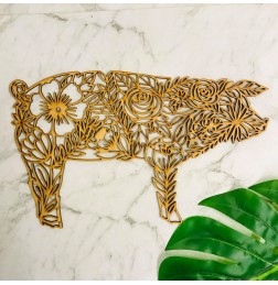 FLORAL PIG WALL PLAQUE- WA045
