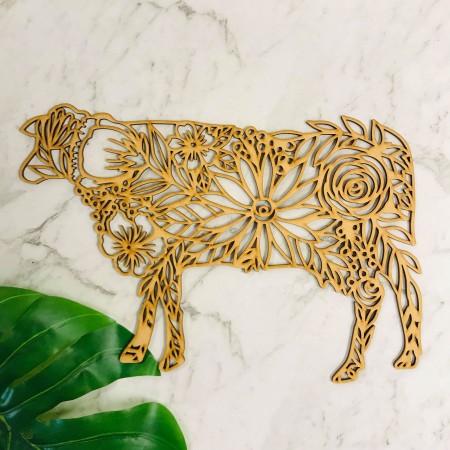 FLORAL COW WALL PLAQUE- WA044