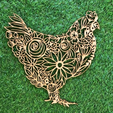 FLORAL CHICKEN WALL PLAQUE- WA046