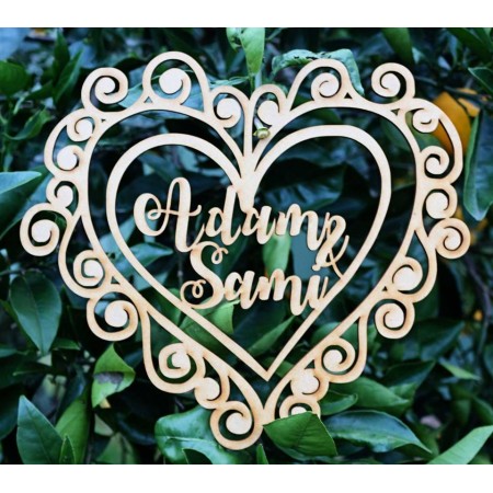 PERSONALISED NAME CURLY HEART - M621
